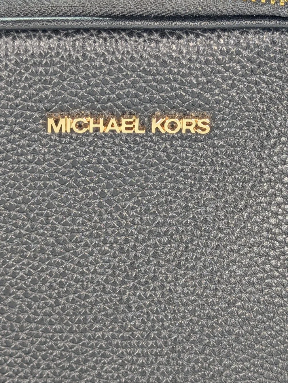 Michael Kors Jet Set Flight Travel Black Pebbled Leather Medium Crossbody Bag